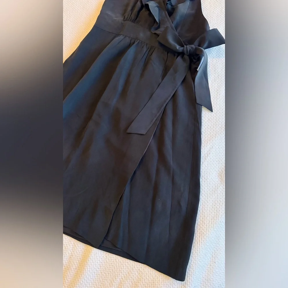 TIBI 100% Silk Little Black Ruffle Mini Dress Halter Neck Bow Waist ❗️550 MSRP❗️